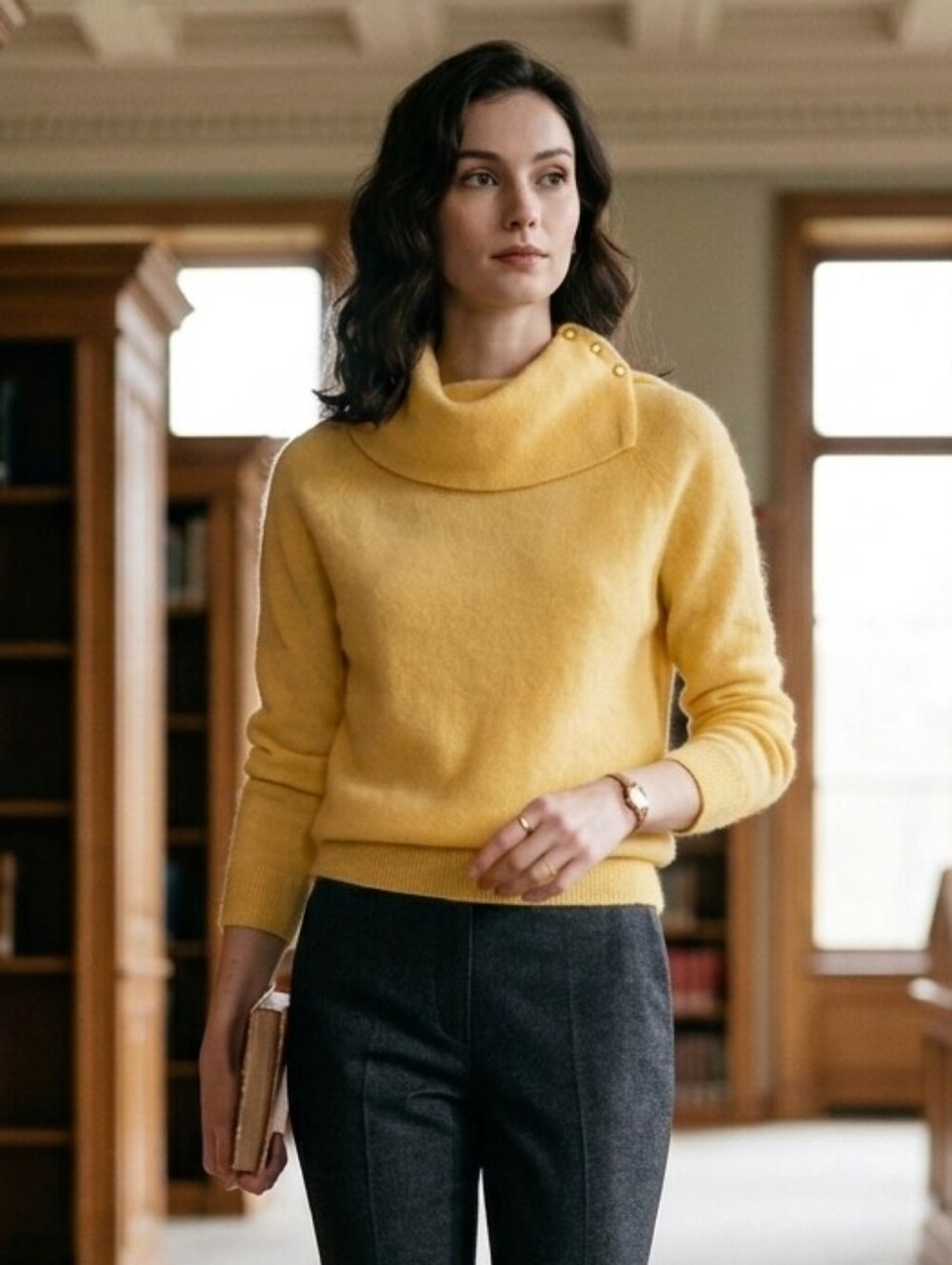 Parkhurst Women's Vintage Quiet Luxury Yellow Angora Rabbit Sweater Size S/M